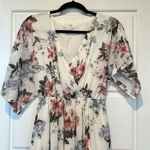 chiffon v-cut lined dress - Picture 2 of 7